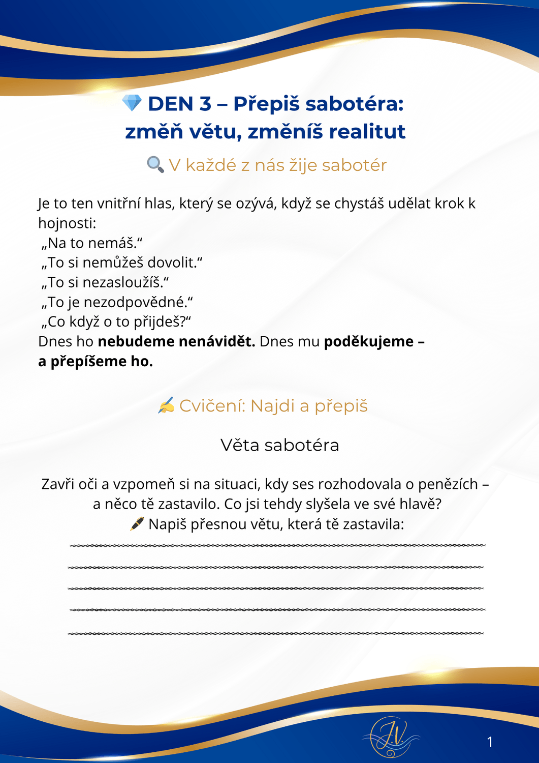 Ukázka pracovního listu, den 3